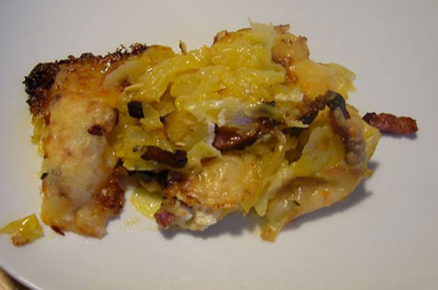 Gratin de pâtisson au chèvre